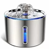 Katzenbrunnen Edelstahl,Trinkbrunnen für Katze,2.5L Ultraleiser Katzentrinkbrunnen,Wasserbrunnen für Katzen mit Aktivkohlefilter und Wasserpumpe,Anti-Trockenbrand-Funktion