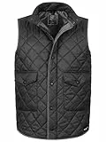 Rock Creek Herren Weste Steppweste Übergangsweste Leicht Herrenweste Frauen Westen Stepp Westen mit Kapuze Daunenweste Thermoweste H-352 Schwarz L