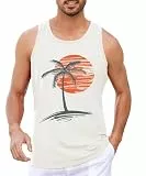 Runcati Printed Tank Top Herren Ärmelloses Sport Muskelshirt Fitness Gym Training Unterhemd Baumwolle Atmungsaktive Bodybuilding Shirt,Weiß,M