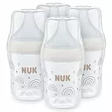 NUK Perfect Match Babyflaschenset | Ab 0 Monate | Passt sich dem Baby an | Temperature Control | Anti-Colic | 150 ml | BPA-frei | Silikontrinksauger, Small | Regenbogen | 4 Stück