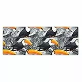 Großes Gaming-Mauspad – Tukan niedlicher Druck, Gummiunterseite, Schreibtischunterlage mit genähten Kanten, Mauspad für Laptop, PC-Tastatur, Mauspad für Spiele, Arbeit, Büro, 30,5 x 80,9 cm