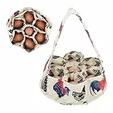 Ymapinc Eierkorb zum Warmhalten, Eiersammelkorb Bauernhof Hühnerkorb zum Sammeln Frischer Eier mit 7 Beuteln Sammeln von Enteneiern Gänseeiern Geschenk für Hausfrauen–Beiges Segeltuch