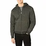 Amazon Essentials Herren Hoodie mit Sherpa-Futter und durchgehendem Reißverschluss, Dunkelgrau Meliert, L