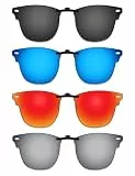 ThunderClap Polarisierte Sonnenbrille zum Anklippen, kompatibel mit Ray-Ban RB5154, 51 mm, für Damen und Herren, UV-Schutz, Shell Black + Ultimate Gray + Geyser Blue + Aurora Red, RB5154 51mm