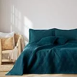 AmeliaHome Tagesdecke 220x240 cm Bettüberwürf zweiseitig Ultrasonic Steppung Polyester Ophelia Indigo