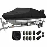Bootsplane Wasserdicht Bootspersenning Bootsabdeckung 420D Oxford-Stoff Bootspersenning Abdeckung Abdeckplanen Boote Persenning für V-Rumpf, Ruderboot, Angelboot (14-16ft)