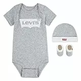 Levi's Kids Klassische Fledermausmütze für Jungen, Bodysuit, Stiefelette, 3-teiliges Baby- und Kleinkinder-Baby-Set