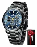 MEGALITH Herren Armbanduhr Militär Schwarz: Chronographen Wasserdicht Analog Herrenuhren - Klassisch Designer Quarzuhr mit Datum Leuchtend - Geschenke für Business Lässig Männer