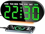 Ayybboo Digitaler Wecker mit Großer LED-Anzeige | Doppelwecker,Einstellbarer Helligkeit,Nachtlicht,USB oder Batteriebetrieb für Senioren Schlafzimmer (Grün)