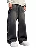 Zewool Herren Baggy Hip Hop Jeans Weite Beinform Streetwear Skater Jeans Lässige Lockere Passform Denim-Hosen Y2K Skateboard Gerade Entspannte Passform Extreme Bewegungsfreiheit,D10 Schwarz,XL