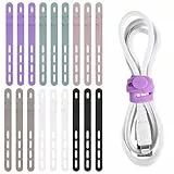 18 Stück Bunt Silikon Cable Ties, Weiches Silikon Kabelbinder Bunt, Vielseitiger Kabel Organizer, Kabelbinder Wiederverwendbare, Verstellbarer Kabelbinder für Kabelmanagement & Organisieren