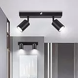 Ketom 2 Stück LED Deckenstrahler Schwarz, Deckenlampe 2 Flammig Schwenkbar, GU10 Küchenlampe Deckenleuchte Srahler, Modern Deckenspot Lampe für Küche, Wohnzimmer, Ohne Leuchtmittel