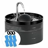 UIOOQ Katzenbrunnen + 6Filters + 3Schwämme, Haustierbrunnen mit Ultra-Stiller Pumpe, Aktivkohlefilter hält das Wasser Sauber, 2,2L Kapazität, Wasserhahndesign, Anti -Sputtern