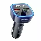 SONRU FM Transmitter Auto Bluetooth 5.3,Musik Adapter für Auto Radio,Car Radio Zigarettenanzünder, Freisprecheinrichtung und Ladegerät mit 2 USB-Anschlüssen, HiFi-Höhen- und Basswiedergabe
