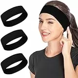 Sularpek Haarbänder,3 Pack Haarband Damen,7.5cm Schwarz Breites Haarband,Anti-Rutsch Stirnband Damen,Elastische Haarbänder für Laufen, Radfahren, Yoga, Fitness