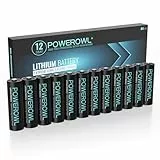 POWEROWL AA Lithium-Batterien, 12 Stück, hohe Kapazität, langlebig, 1,5 V, AA für High-Tech-Geräte (Nicht wiederaufladbar)