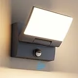 K-Bright 30W Außenwandleuchte mit Bewegungsmelder, 2000LM LED Wandleuchte Innen Außen Wandlampe mit 150° Schwenkbar Panel, IP65 aussenlampe wand, 3000K Warmweiß für Eingang Terrasse Garten (Anthrazit)