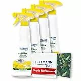 HEITMANN pure Reine Citronensäure | Leistungsstarkes Entkalker-Spray für Küche & Bad | Lebensmittelsauber | Entfernt Kalk & Verfärbungen auf Oberflächen & Armaturen | 4 x 500 ml + GRATIS Duftbaum