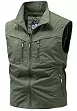 AIEOE Herren Safariweste Cargo Outdoor Weste Multitaschen Wandern Vest Reißverschluss Fischerweste EU XL