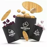 Homhut Kartoffel Aufbewahrungsbox, 3er Set Kunttsoff Vorratsdosen für Kartoffel Zwiebel knoblauch Aufbewahrung, Stapelbare Kartoffelbox Aufbewahren Küche mit Frischebelüftung