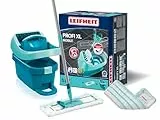Leifheit Set Wischtuchpresse Profi XL mit Bodenwischer und Rollen, Putzen mit sauberen Händen & ohne Bücken, Ergebnisse wie handgewrungen, mit Mikrofaser Wischbezug für Fliesen & Laminat, Click-System