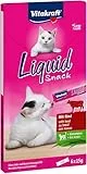 Vitakraft Liquid Snack, Katzen Leckerli, Katzensnack cremig, mit Rind und Katzengras, in einzelnen Sachets, für eine gesunde Darmflora (1 Paket mit 6x 15g)