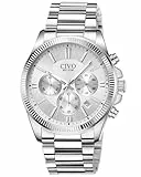 CIVO Uhren Herren Edelstahl Chronograph: Silber Armbanduhr Herren mit Datum - Wasserdicht Analog Quarz Uhr Mode Casual