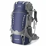 HOMIEE Wanderrucksack 60L, Herren Damen Wasserdichter Leichter Trekkingrucksack Reiserucksack Wandern Großer Rucksack mit Regenabdeckung, Bergrucksack für Hiking, Reisen, Camping, Sport