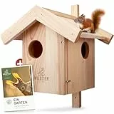 wildtier liebe Eichhörnchen Kobel - Nest für Eichhörnchen aus verschraubtem Massiv-Holz, Eichhörnchenhaus und Nistkasten zum Hängen für den Garten