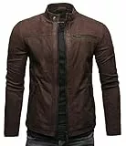 Crone Epic Herren Lederjacke Cleane Basic Leder Jacke in vielen Varianten und Farben (DE/NL/SE/PL, Alphanumerisch, L, Regular, Regular, Dunkelbraun (Nubukleder))