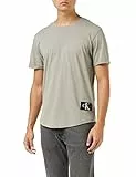 Calvin Klein Jeans Herren T-Shirt Kurzarm Badge Turn Up Sleeve Rundhalsausschnitt, Beige (Elephant Skin), XXS
