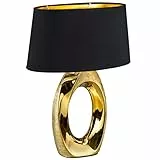 Reality Leuchten RL LIVE YOUR LIGHT Taba R50521079 Tischleuchte, Keramik, Stoffschirm Schwarz/Goldfarbig, Höhe 52cm
