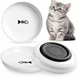 Katzennäpfe Keramik, 3 Stück Keramik Katzen Näpfe für Futter und Wasser, mit Rutschfester Silikonbasis, Whisker Friendly
