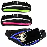 com-four® 3X Gürteltasche mit Zippverschluss - verstellbare Bauchtasche für Schlüssel oder Kleingeld - elastischer Bauchgurt für unterwegs, Fitness, Sport (3 Stück - pink/blau/grün)