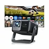 Smart Beamer【Google TV & 30W Lautsprecher】Beamer 4K Heimkino Unterstützt Autofokus/6D Trapezkorrektur, HDR10, WiFi Bluetooth FULL HD 1080P LED Projector 360° Drehständer Outdoor Projektor 4K für HDMI
