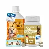 Natureflow Pets Gelenk-Bundle für Hunde – Omega Pro Gelenköl (500 ml) + Gelenk-Tabletten | Unterstützt Gelenke & Beweglichkeit | Mit Lachsöl, Glucosamin & MSM | Made in Germany
