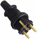 Kopp Schutzkontakt-Stecker in Schwarz - Hochwertiger Kabel-Stecker mit Knickschutzhülle - IP44 Schutzkontaktstecker für Strom-Kabel bis 3 x 1,5 mm² - Bruch- & schlagfester Stromstecker 250V~