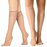 QESSUVNC 12 Paar Kniestrümpfe Damen, 20d Nylonstrümpfe Damen, Transparente Kniestrümpfe, Helle Hautfarben Feinstrümpfe