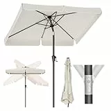 SONGMICS Sonnenschirm 300 x 200 cm, rechteckiger Balkonschirm, Sonnenschutz UPF 50+, beidseitig um 30° knickbar, für Garten, Terrasse, ohne Ständer, beige GPU058M01