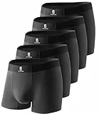 GLESTORE Herren Boxershorts Unterhosen Männer Short Boxer Unterwäsche Modal 5er Pack Schwarz M