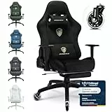 Dowinx Gaming Stuhl, Atmungsaktiver und Ergonomischer Bürostuhl aus Mikrofaser-Velours, Weiches Sitzgefühl wie Pelz, Verstellbarer Schreibtischstuhl mit Fußstütze, Schwarz