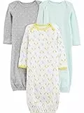 Carter's Simple Joys Nachthemd, für Babys, Baumwolle, 3 Stück ,Gray/Green/Yellow ,US NB (EU 56-62)