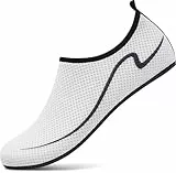 VOLHAL Badeschuhe Damen Wasserschuhe Herren Schwimmschuhe Schnell Trocknend Strandschuhe rutschfeste Aquaschuhe Leicht Surfschuhe für Beach Pool Yoga, Weiß 40 EU