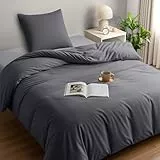 Utopia Bedding Bettwäsche 135x200 Set - Mikrofaser Bettbezug 135x200 cm + 1 Kissenbezug 80x80 cm - Grau