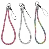 TEMPNAP 3 Stück Strass Handgelenkbänder aus Nylon mit Glänzenden Kristallen Verstellbar und Leicht zu Installieren als Handy Armband und Schlüsselband für Smartphones
