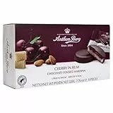 Anthon Berg Kirsche in Rum – 220 g – 8 Zartbitterschokoladentaler mit Kirschgelee & Rum – Marzipanspezialität mit Frucht & Alkohol – Pralinen mit Alkohol – Geschenkidee