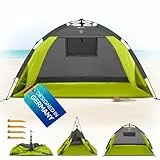 EXPLORER Automatik Strandmuschel mit UV Schutz 80+ [190x100x110cm] kleines Packmaß leicht und schnell in Sekunden aufgebautes Strandzelt Sonnenschutz Muschel automatisch Windschutz grün