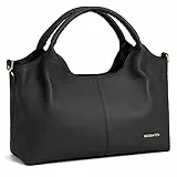 BOSTANTEN Damen Shopper Leder Handtasche Hobo taschen Top Griff Schultertasche Frauen Umhängetasche mit verstellbarem Riemen,Schwarz