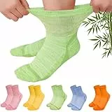 LOFIR Bambus Diabetiker Socken für Damen: Diabetikersocken Ohne Gummibund Herren Extra Weit Breiter Gürtel Ohne Naht kurz Socken für Senioren Geschwollene füße 5 Paare Gelb 5 Paare 39-42