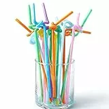 100 Stück Satiskid Bunte Biegbare Strohhalme, 0.6cm Durchmesser & Ausziehbar, Wiederverwendbare Farbige Trinkhalme für Partys, Hochzeit & Täglichen Geburt (Farbmischung)